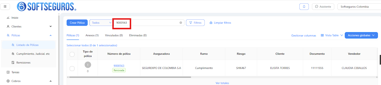 Editar la vigencia de la póliza