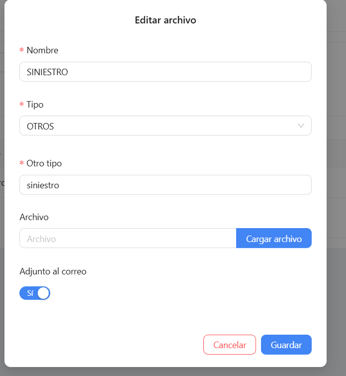 Activar adjuntar al correo